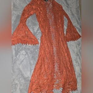Polly & Esther Rust Lace Kimono